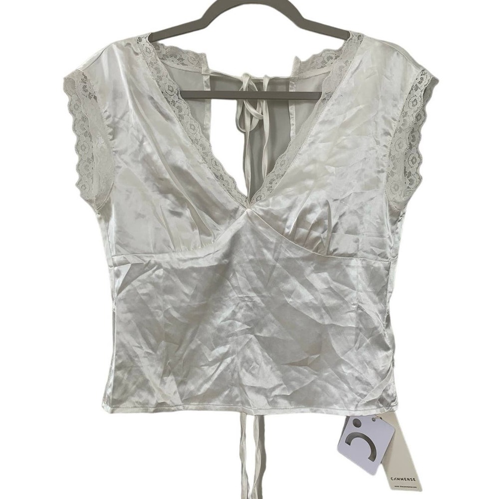 NWT Commense 2 Piece White Silky Pajama Set
